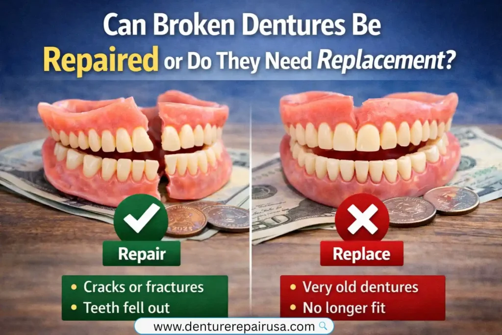 Can Broken Dentures Be Repaired or Do They Need Replacement