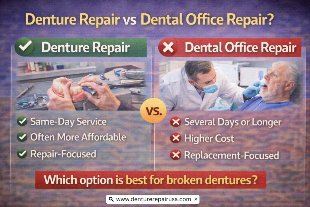 Denture Repair vs Dental Office Repair