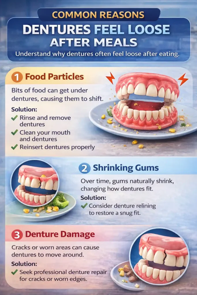Common Reasons Dentures Feel Loose After Meals