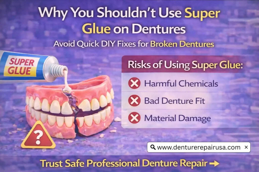 Why Super Glue Is Unsafe for Denture Repair?